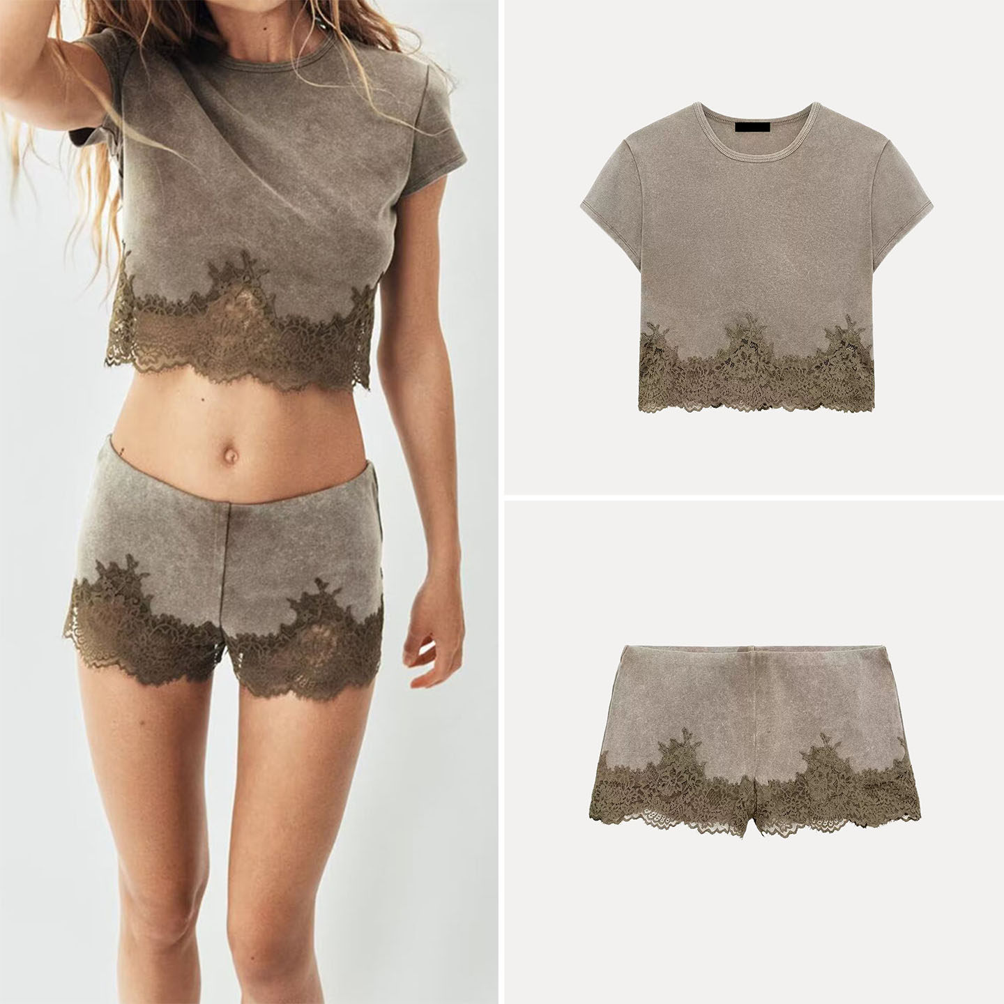 Wash Effect Set - Ensemble haut et bas pour femme,