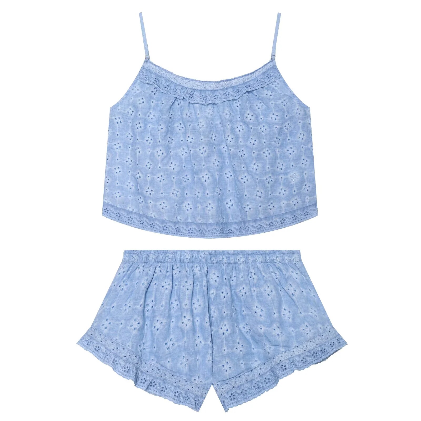 Wash Effect Set - Ensemble haut à bretelles brodé ajouré
